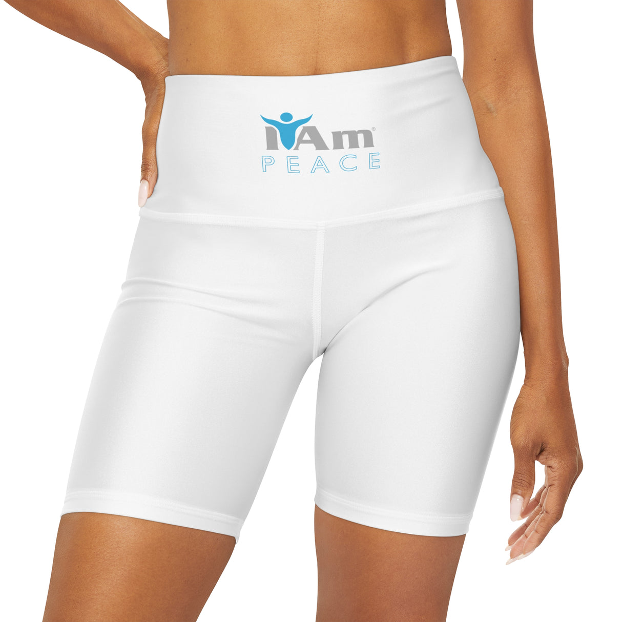 I Am Peace High Waisted Yoga Shorts - Comfortable Athletic Wear for Mindful Movement