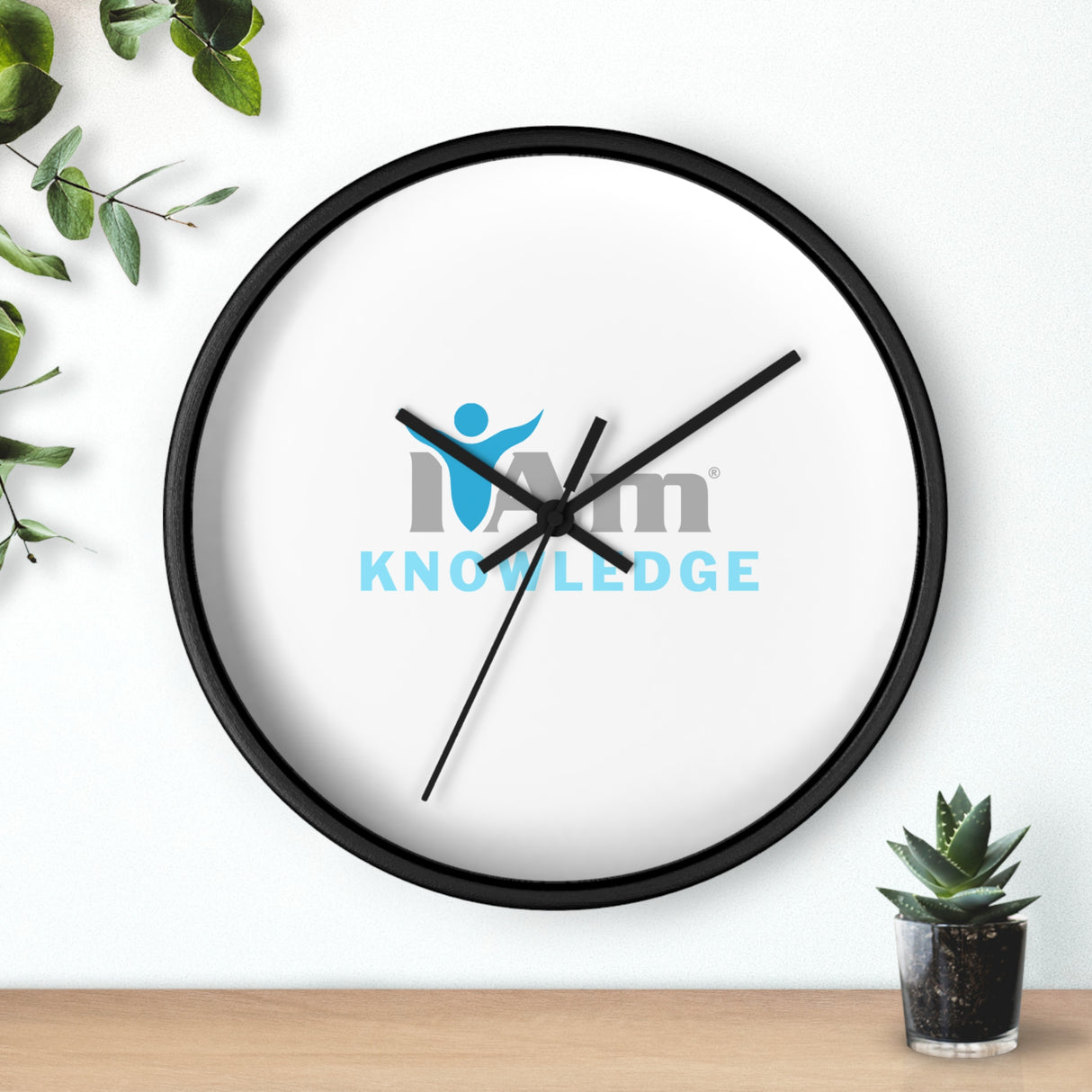 "I Am Knowledge" Motivational Wall Clock - Modern Home Decor for Mindfulness and Serenity