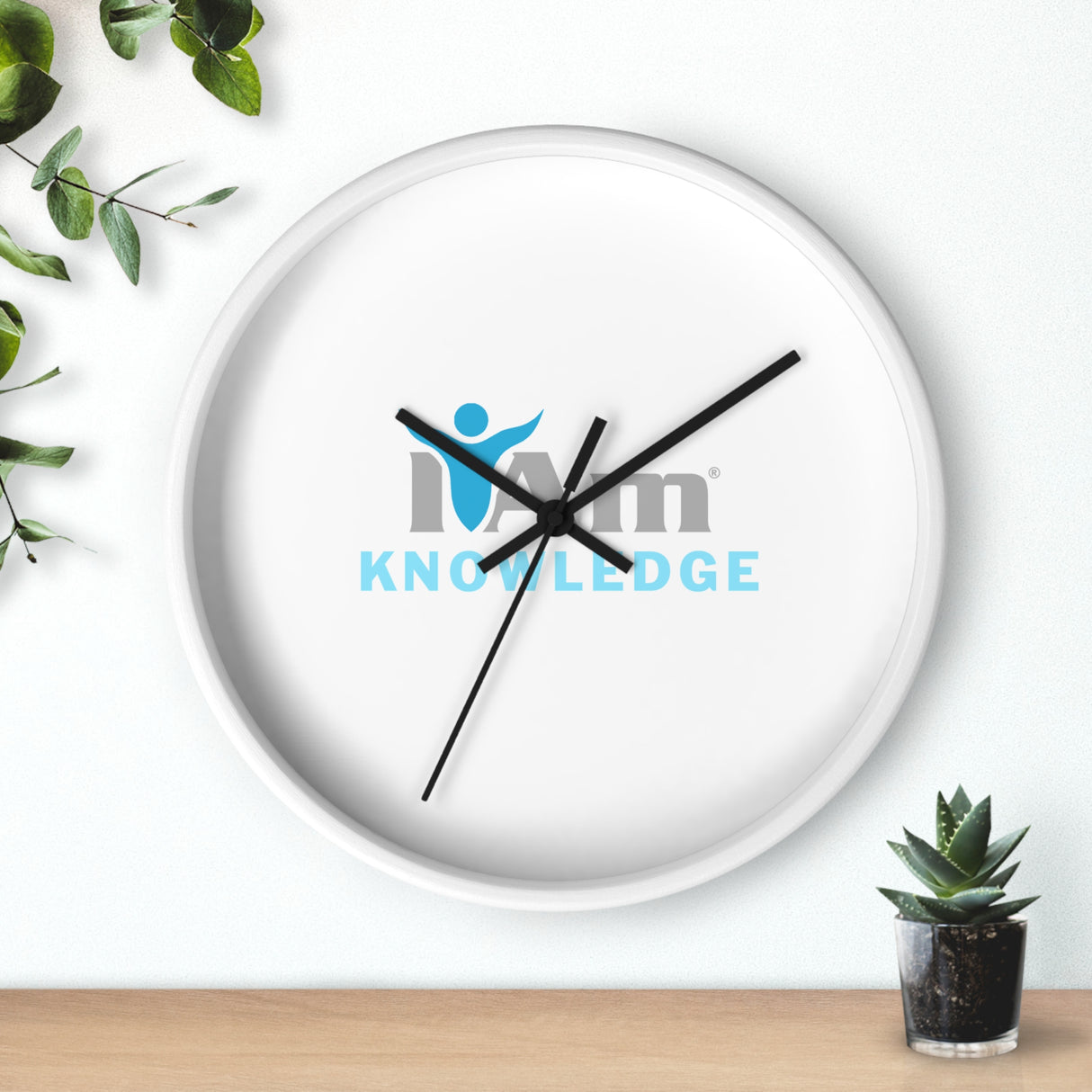 "I Am Knowledge" Motivational Wall Clock - Modern Home Decor for Mindfulness and Serenity