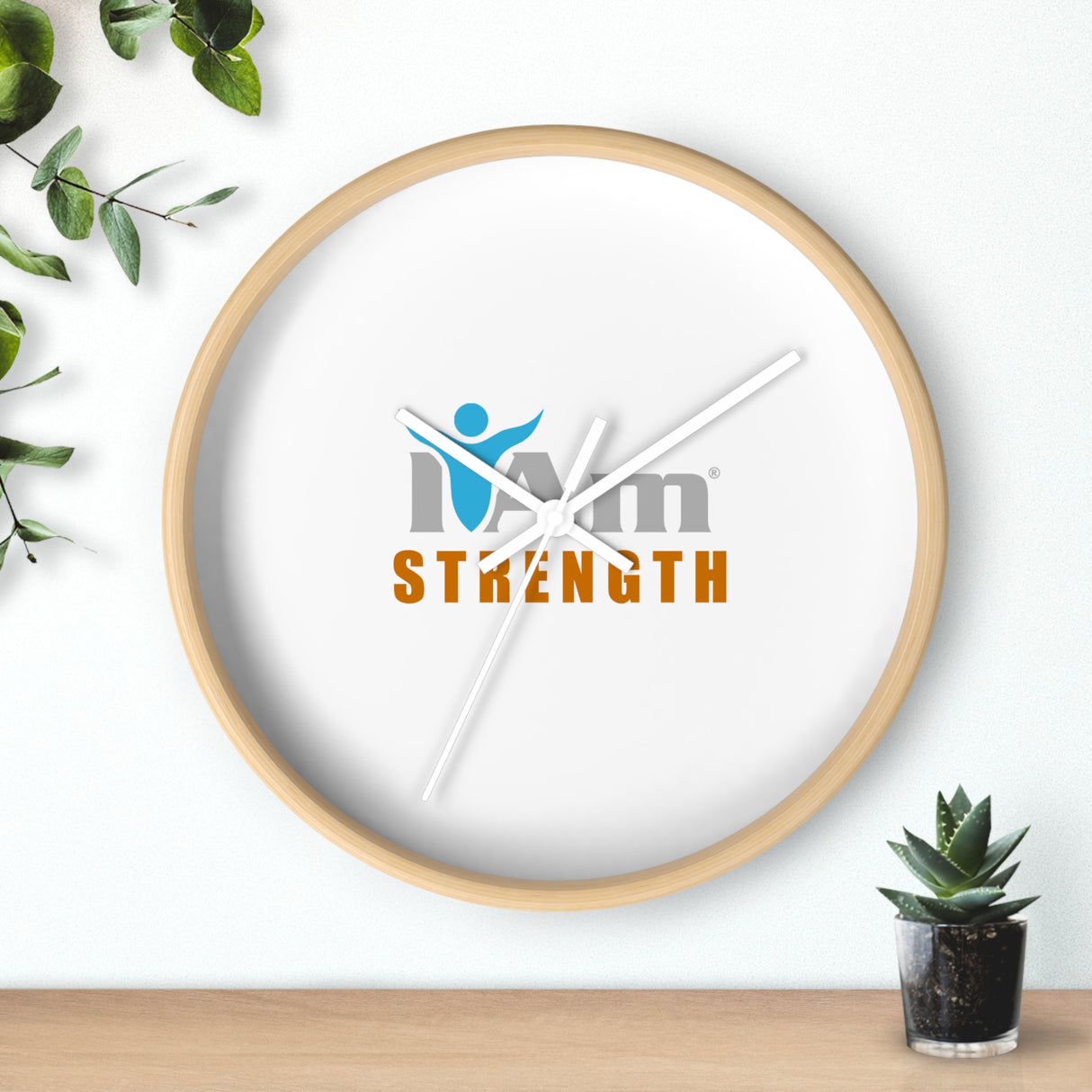 "I Am Strength" Motivational Wall Clock - Modern Home Decor for Mindfulness and Serenity