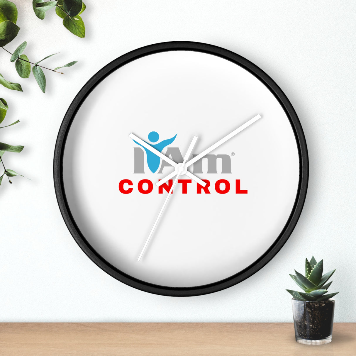 "I Am Control" Motivational Wall Clock - Modern Home Decor for Mindfulness and Serenity