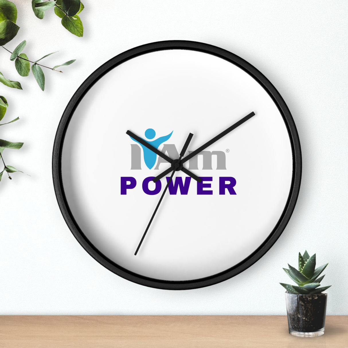 "I Am Power" Motivational Wall Clock - Modern Home Decor for Mindfulness and Serenity