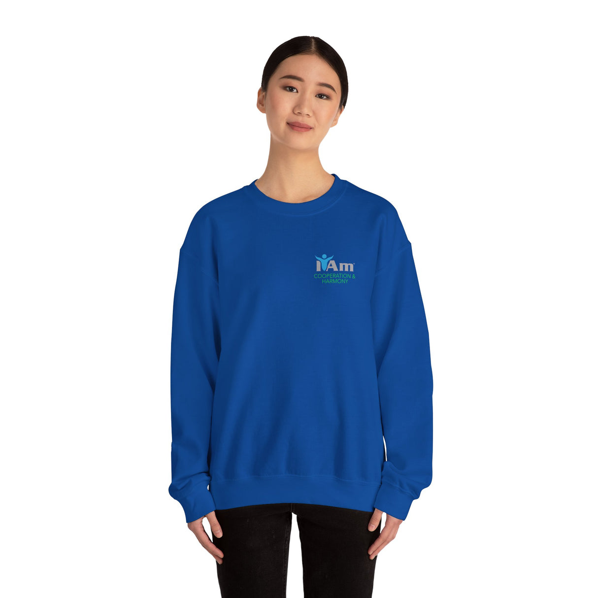 "I Am Cooperation and Hamony" Affirmation Unisex Crewneck Sweatshirt - I Am Cooperation and Harmony Inspirational Design