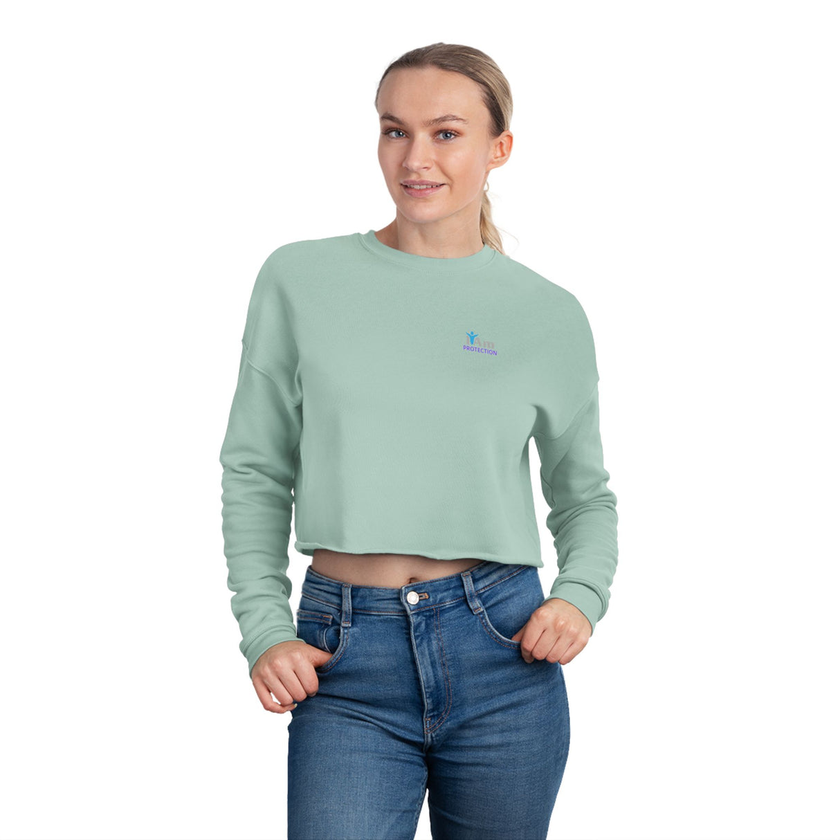 'I Am Power' Stylish Women's Cropped Sweatshirt - Perfect for Casual Looks