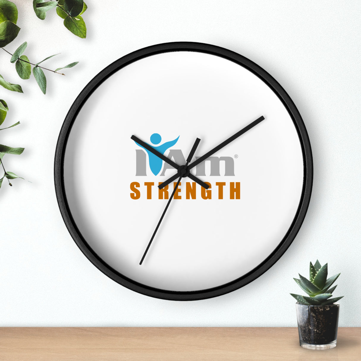 "I Am Strength" Motivational Wall Clock - Modern Home Decor for Mindfulness and Serenity