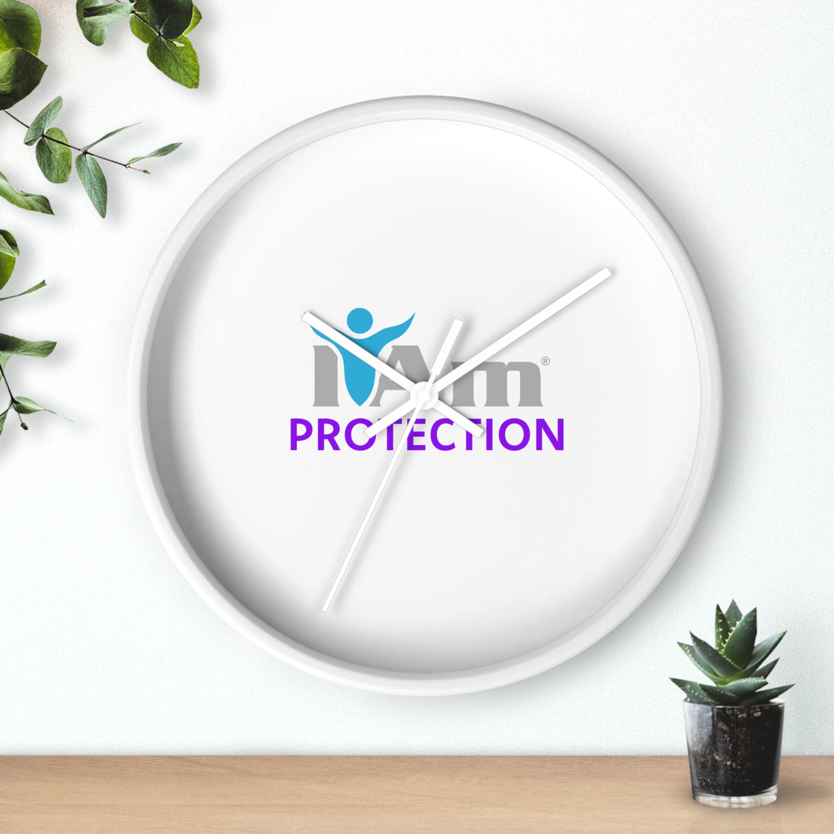 "I Am Protection" Motivational Wall Clock - Modern Home Decor for Mindfulness and Serenity