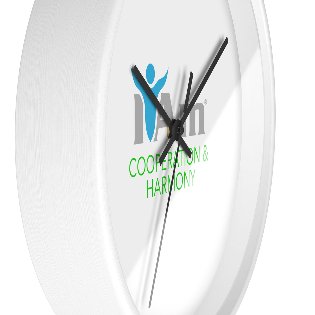 "I Am Cooperation and Harmony" Motivational Wall Clock - Modern Home Decor for Mindfulness and Serenity