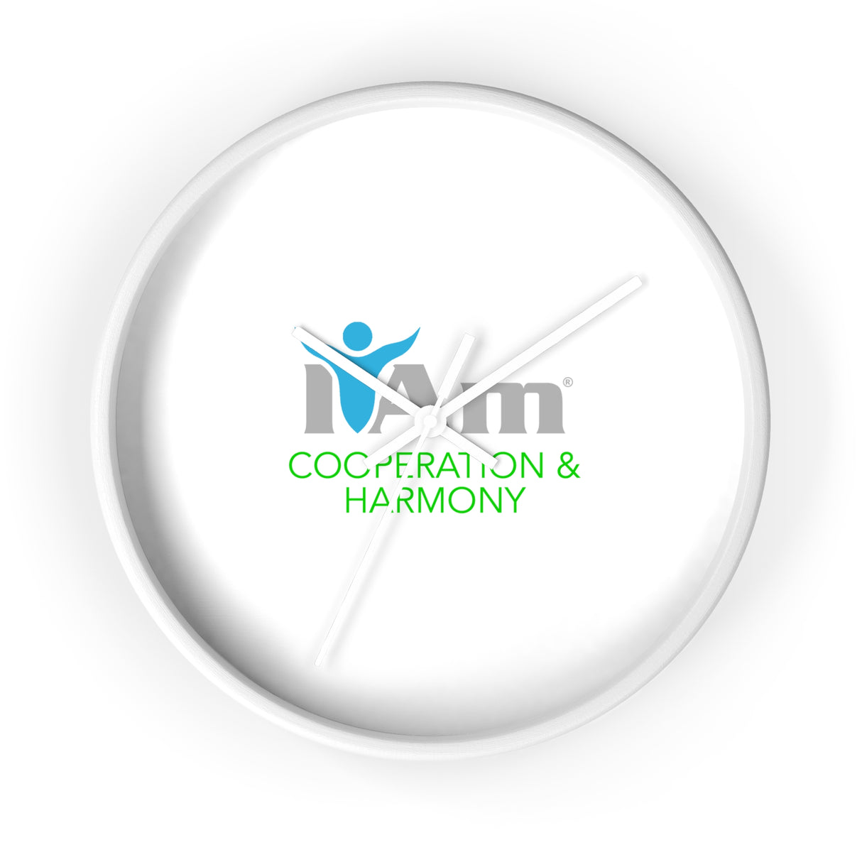 "I Am Cooperation and Harmony" Motivational Wall Clock - Modern Home Decor for Mindfulness and Serenity