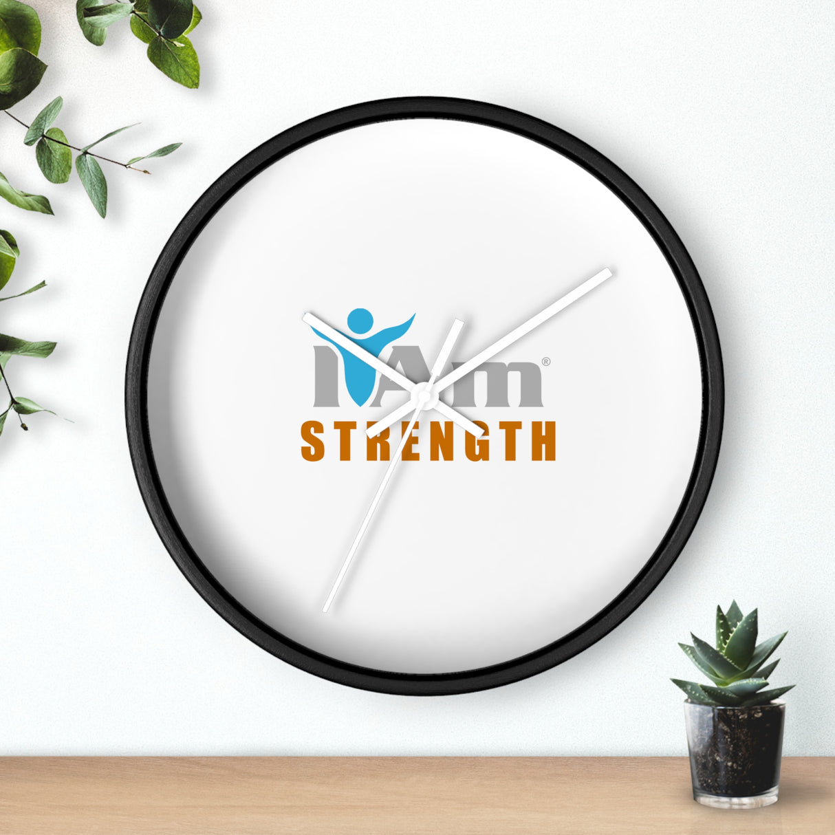 "I Am Strength" Motivational Wall Clock - Modern Home Decor for Mindfulness and Serenity