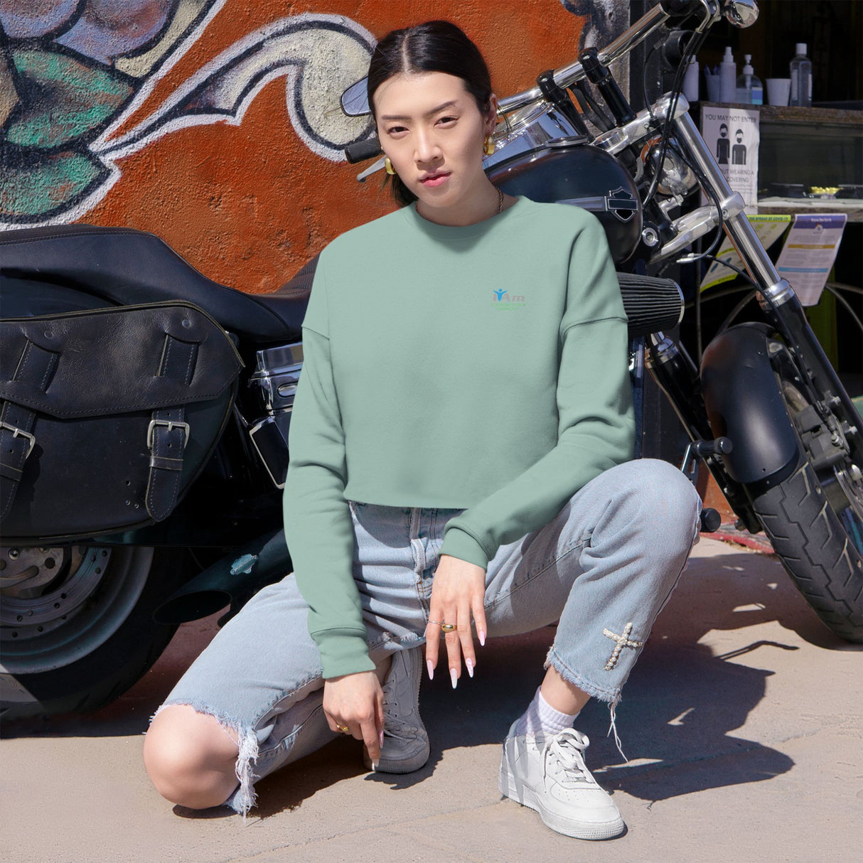 'I Am Cooperation and Harmony' Stylish Women's Cropped Sweatshirt - Perfect for Casual Looks