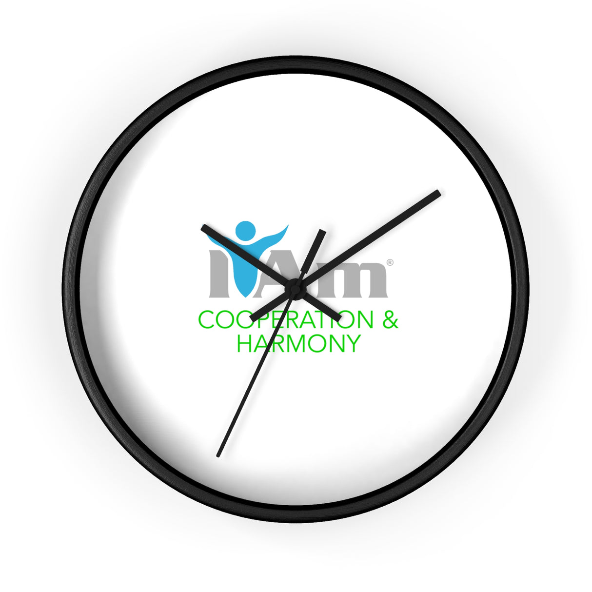 "I Am Cooperation and Harmony" Motivational Wall Clock - Modern Home Decor for Mindfulness and Serenity