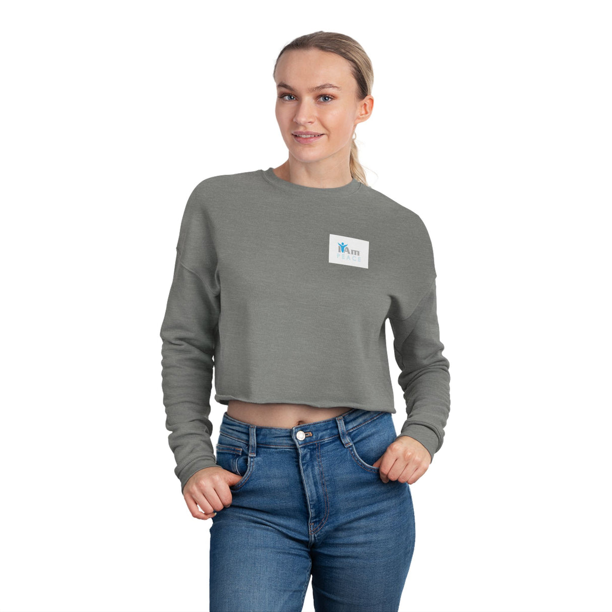 'I Am Peace' Stylish Women's Cropped Sweatshirt - Perfect for Casual Looks
