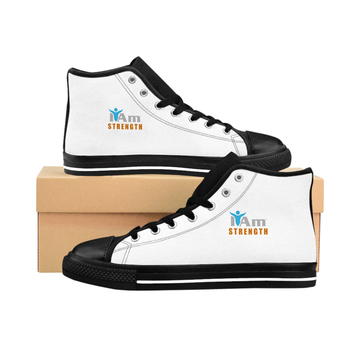 Men's "I Am Strength" Men's Classic High-Top Sneakers - Motivational Casual Footwear