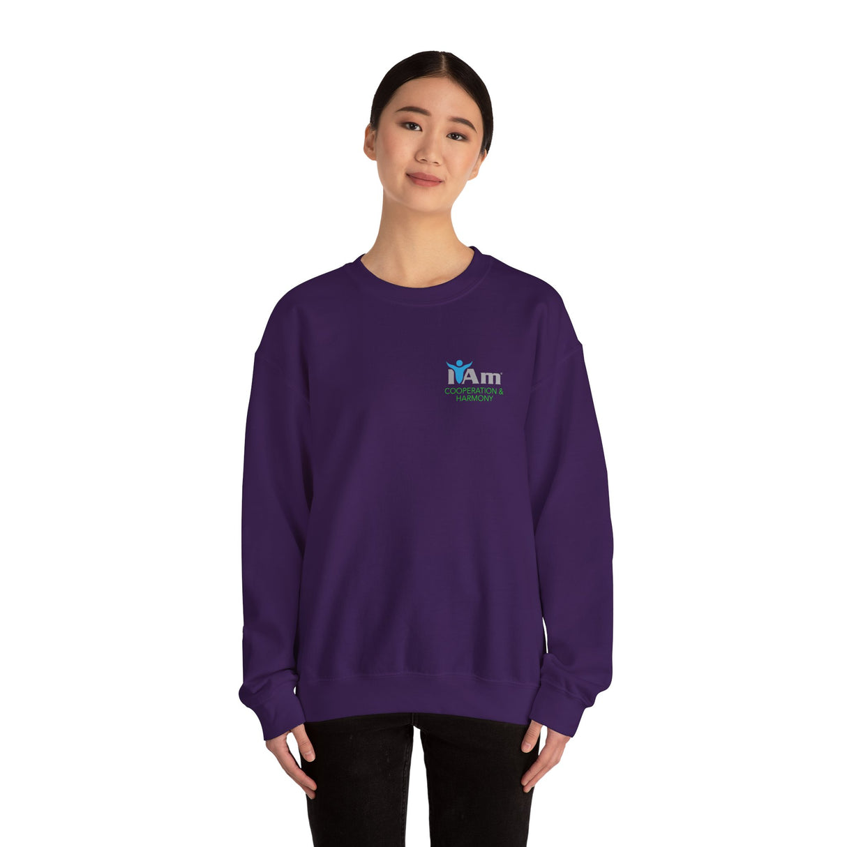 "I Am Cooperation and Hamony" Affirmation Unisex Crewneck Sweatshirt - I Am Cooperation and Harmony Inspirational Design