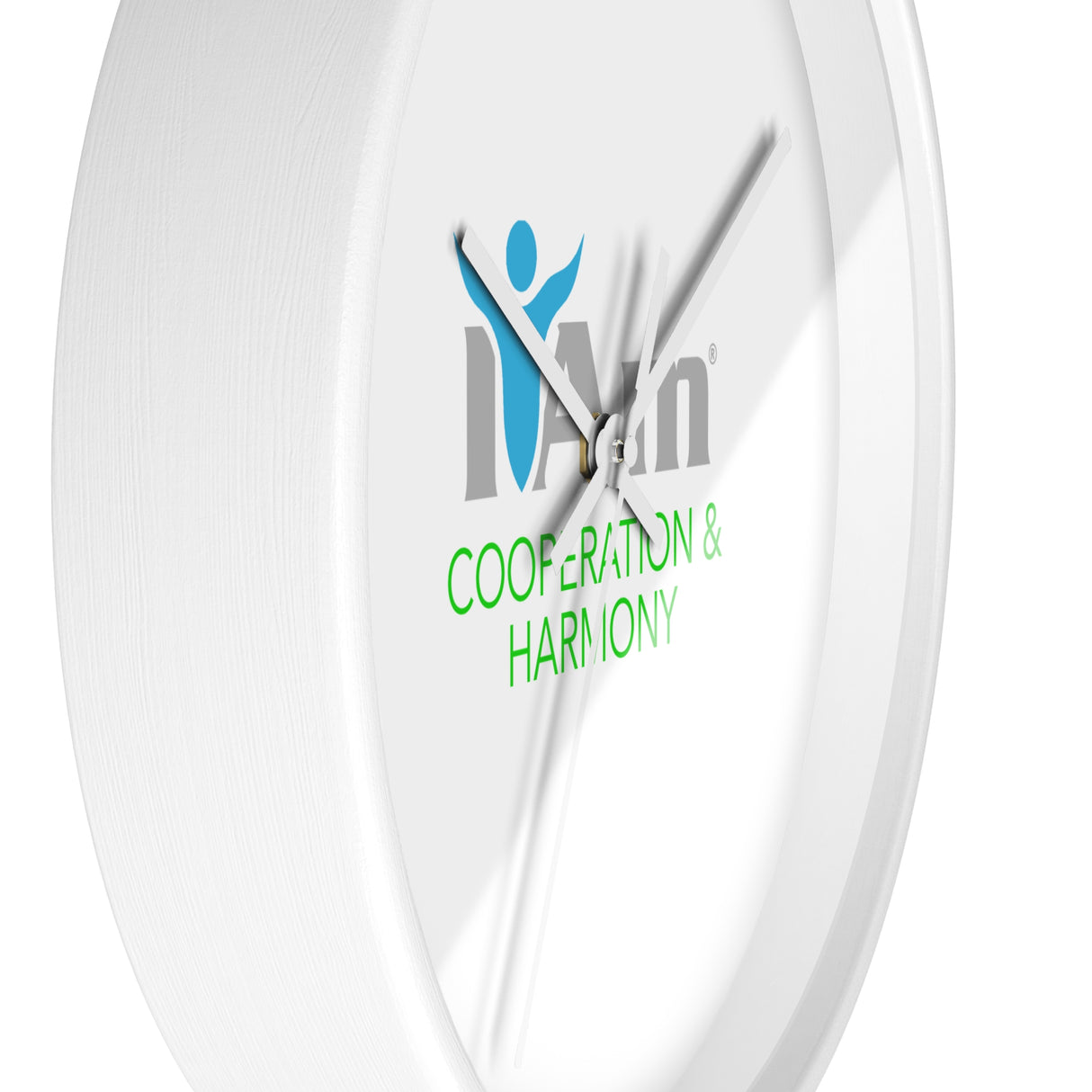 "I Am Cooperation and Harmony" Motivational Wall Clock - Modern Home Decor for Mindfulness and Serenity