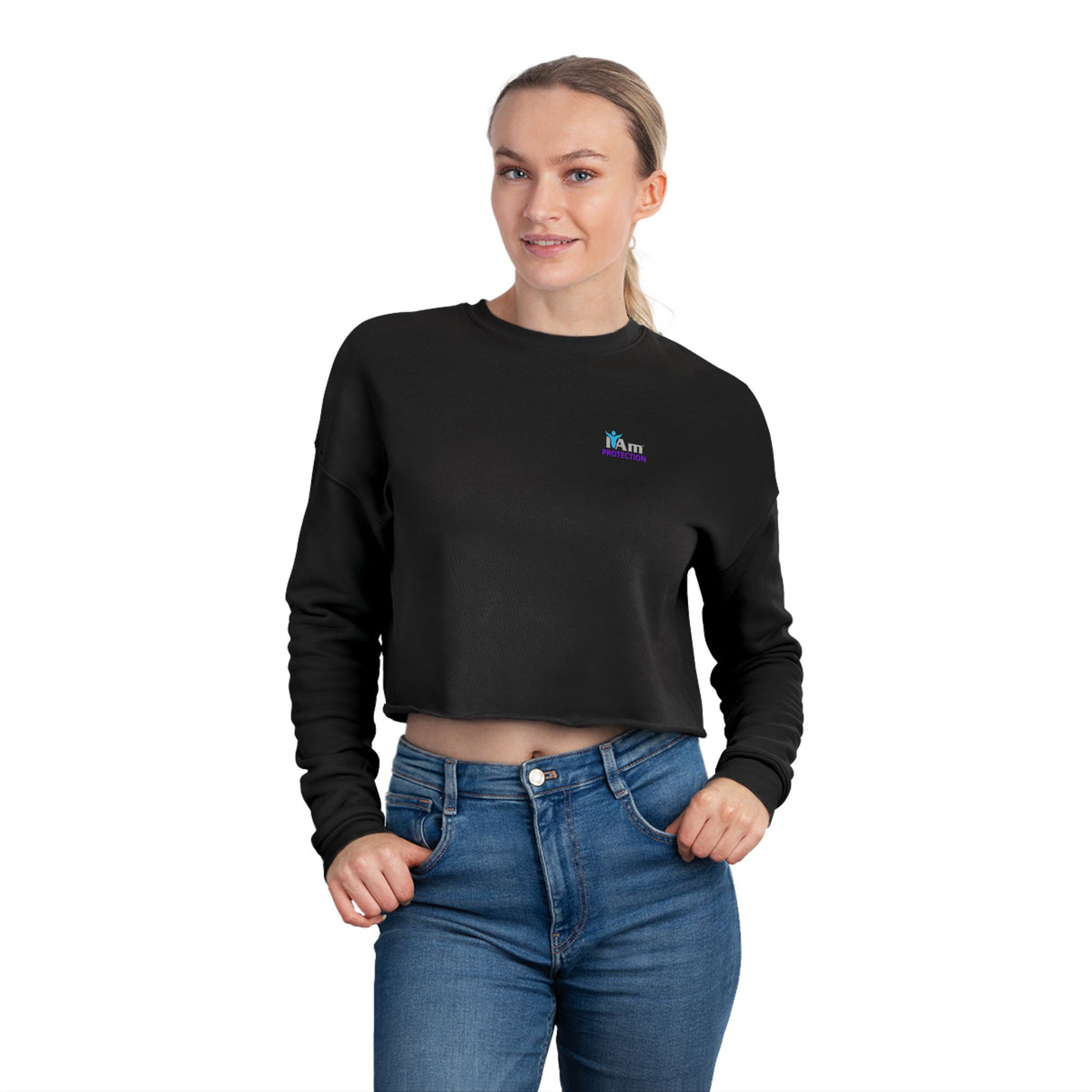 'I Am Power' Stylish Women's Cropped Sweatshirt - Perfect for Casual Looks