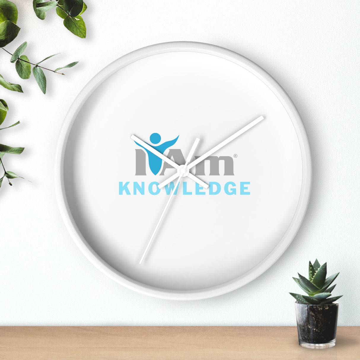 "I Am Knowledge" Motivational Wall Clock - Modern Home Decor for Mindfulness and Serenity