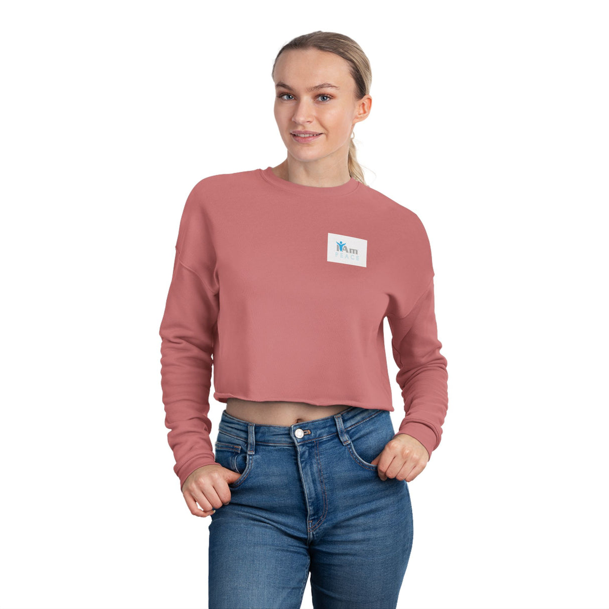 'I Am Peace' Stylish Women's Cropped Sweatshirt - Perfect for Casual Looks