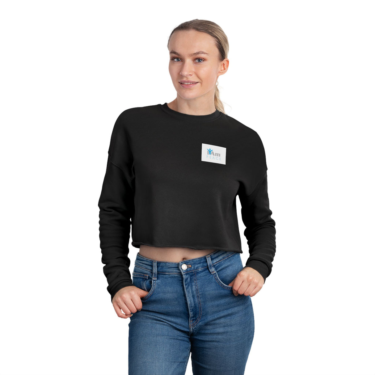 'I Am Peace' Stylish Women's Cropped Sweatshirt - Perfect for Casual Looks