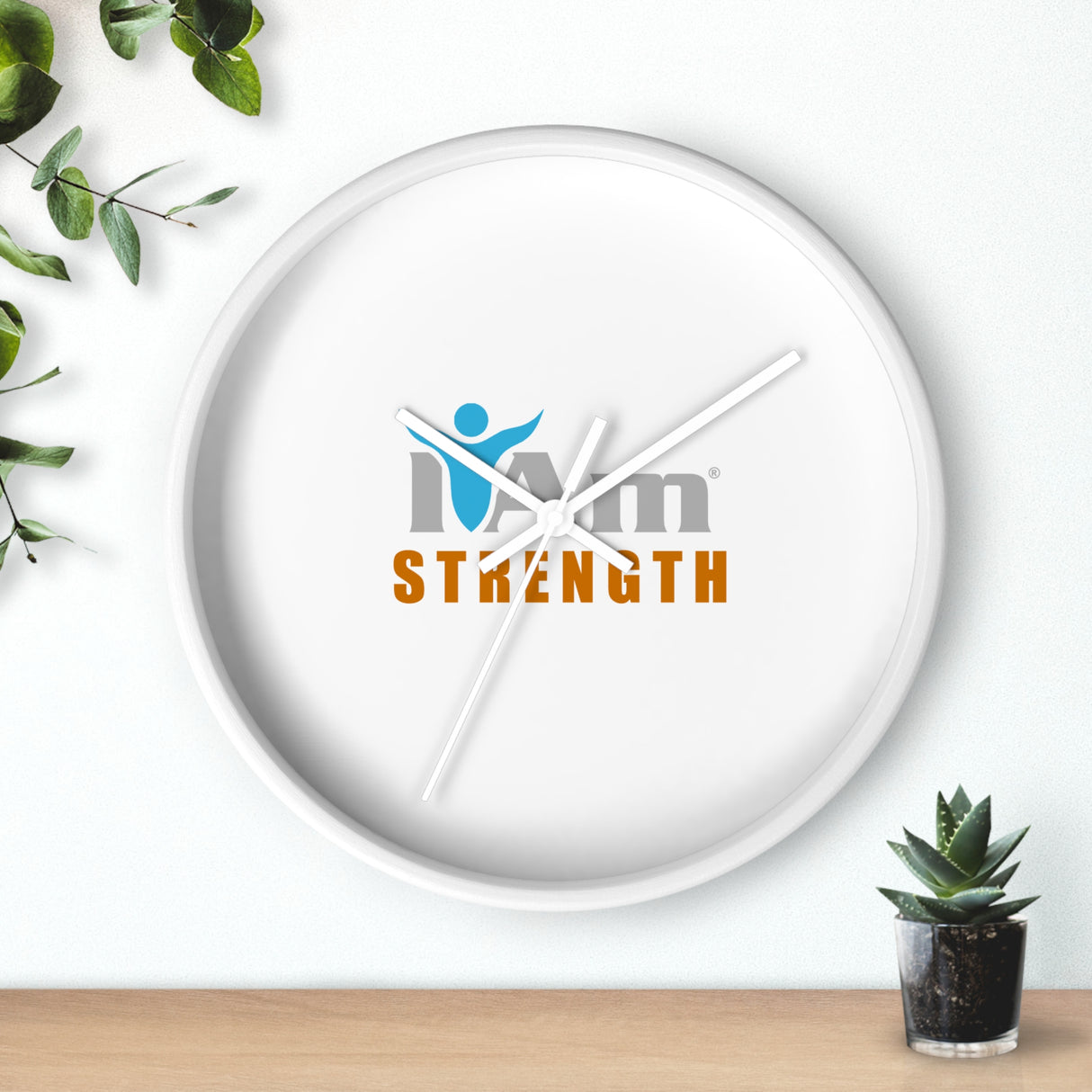 "I Am Strength" Motivational Wall Clock - Modern Home Decor for Mindfulness and Serenity