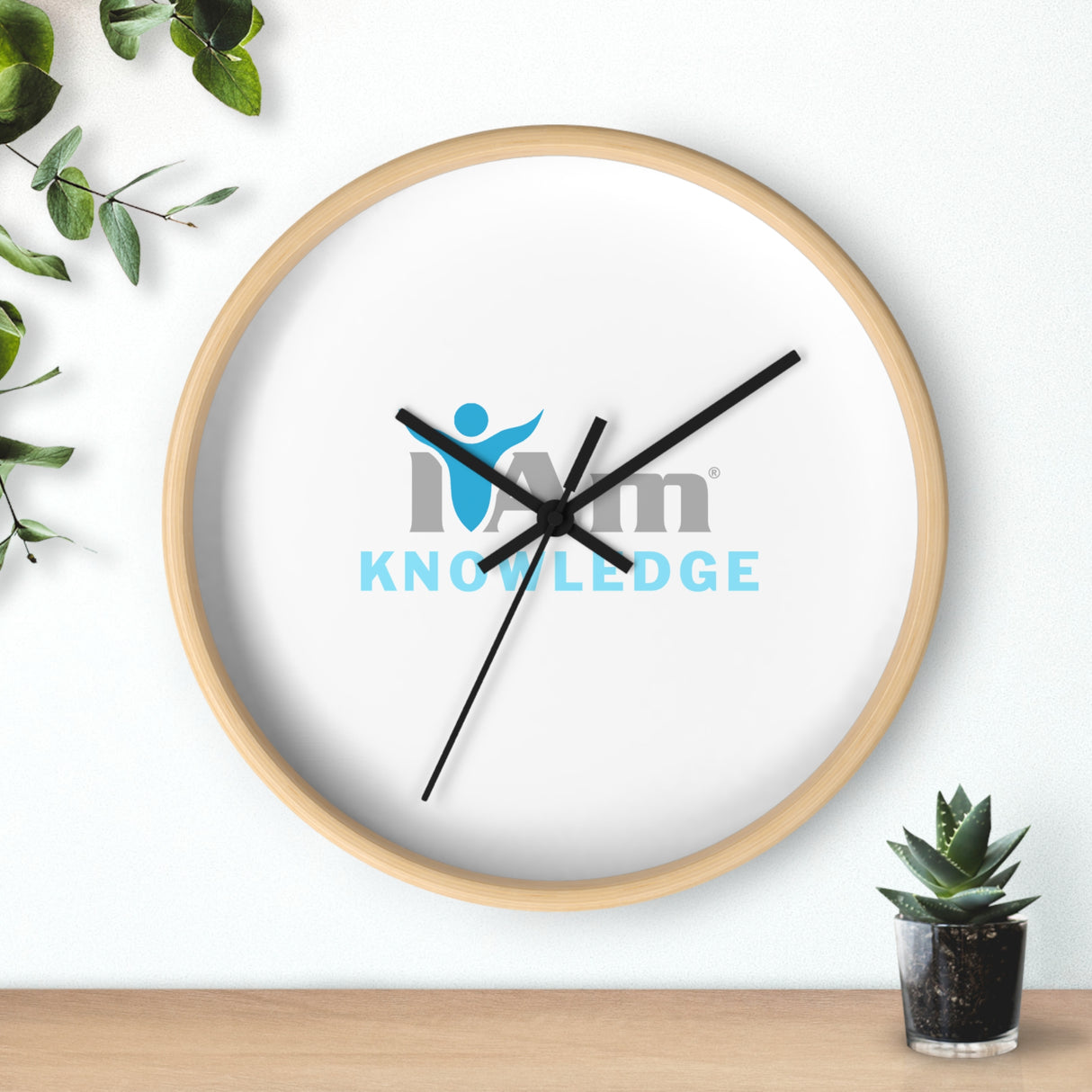 "I Am Knowledge" Motivational Wall Clock - Modern Home Decor for Mindfulness and Serenity