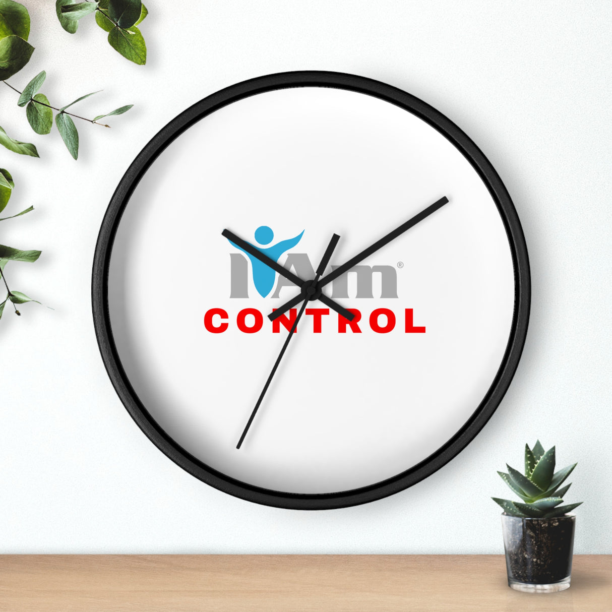 "I Am Control" Motivational Wall Clock - Modern Home Decor for Mindfulness and Serenity