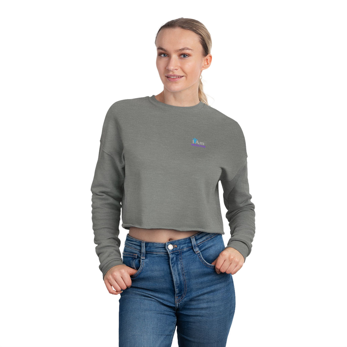 'I Am Protection' Stylish Women's Cropped Sweatshirt - Perfect for Casual Looks