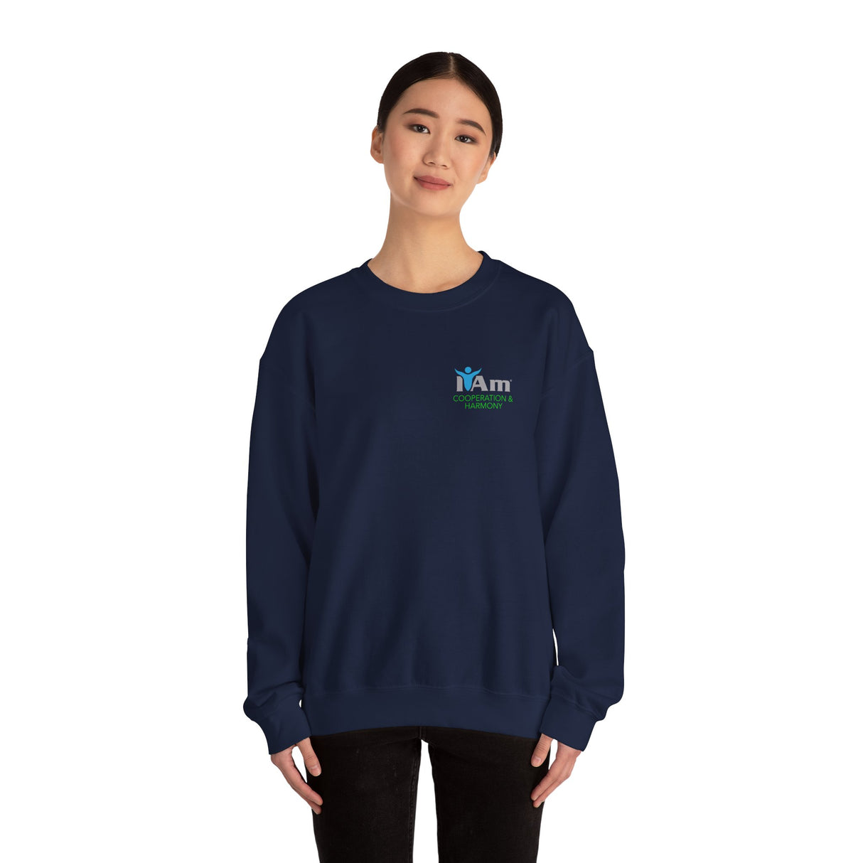 "I Am Cooperation and Hamony" Affirmation Unisex Crewneck Sweatshirt - I Am Cooperation and Harmony Inspirational Design