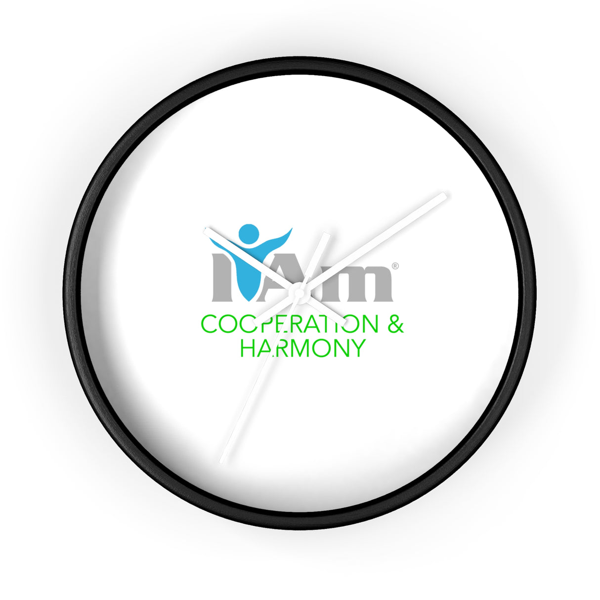 "I Am Cooperation and Harmony" Motivational Wall Clock - Modern Home Decor for Mindfulness and Serenity