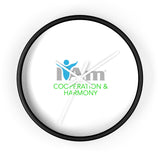 "I Am Cooperation and Harmony" Motivational Wall Clock - Modern Home Decor for Mindfulness and Serenity